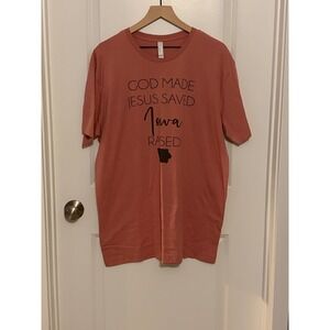 Live And Tell Iowa Raised Graphic T Shirt Coral XL